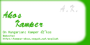 akos kamper business card